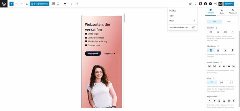 Gutenberg Spectra Mobile Ansicht 1024x476