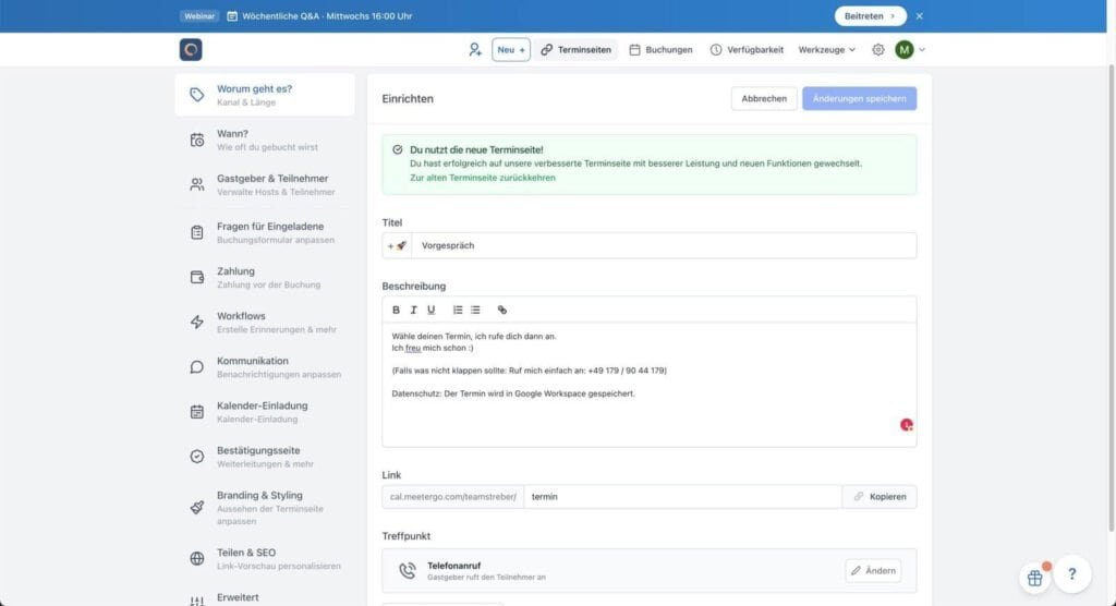 Calendly Alternative: meetergo - DSGVO konform mit AI, Video-Plattform und Multi-Step-Formsdas Image 82 18 1024x556